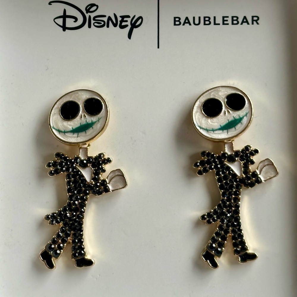BaubleBar Disney Jack Skellington Earrings - Black and Gold
